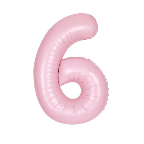 Matte Lovely Pink "6" Numeral Foil Balloon 86cm