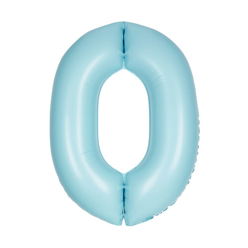 Matte Powder Blue "0" Numeral Foil Balloon 86cm