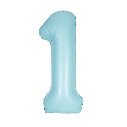 Matte Powder Blue "1" Numeral Foil Balloon 86cm