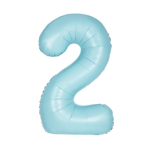 Matte Powder Blue "2" Numeral Foil Balloon 86cm