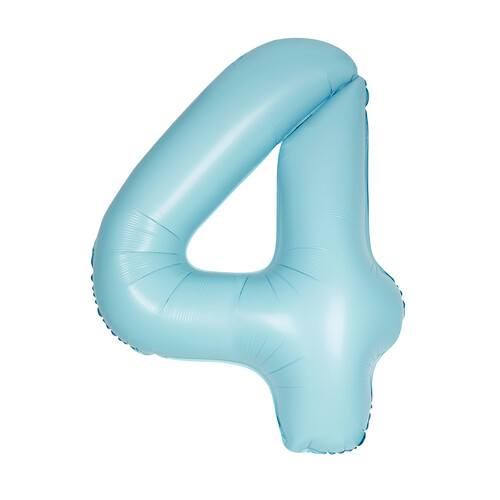 Matte Powder Blue "4" Numeral Foil Balloon 86cm