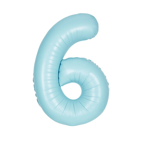 Matte Powder Blue "6" Numeral Foil Balloon 86cm