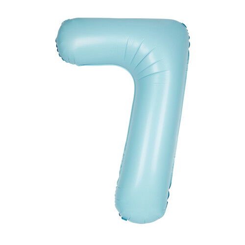 Matte Powder Blue "7" Numeral Foil Balloon 86cm