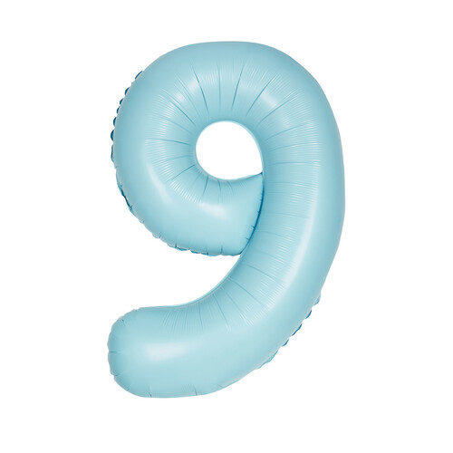 Matte Powder Blue "9" Numeral Foil Balloon 86cm