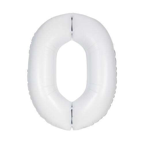 Matte Bright White "0" Numeral Foil Balloon 86cm