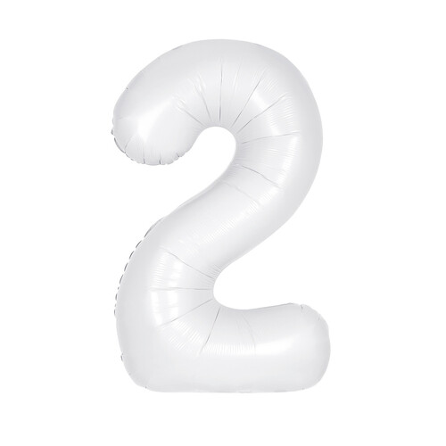 Matte Bright White "2" Numeral Foil Balloon 86cm