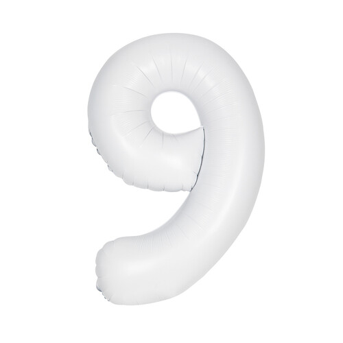 Matte Bright White "9" Numeral Foil Balloon 86cm