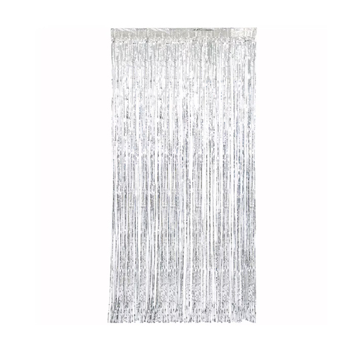 Silver Fringe Door Curtain 1m X 2m  