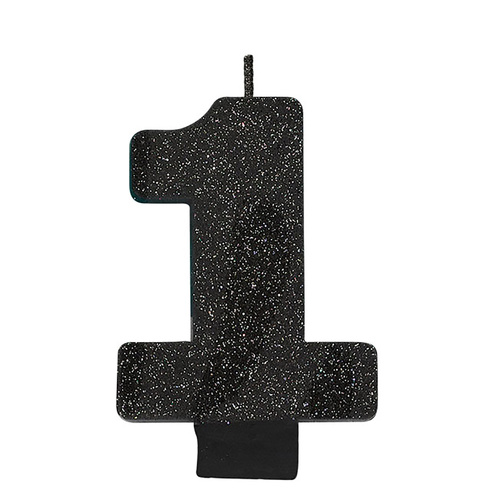 Candle Number Glitter Black #1