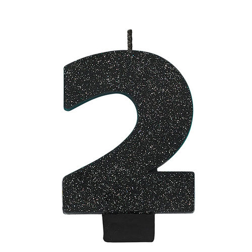 Candle Number Glitter Black #2