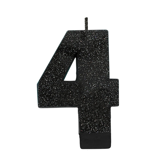 Candle Number Glitter Black #4