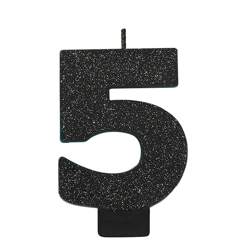 Candle Number Glitter Black #5