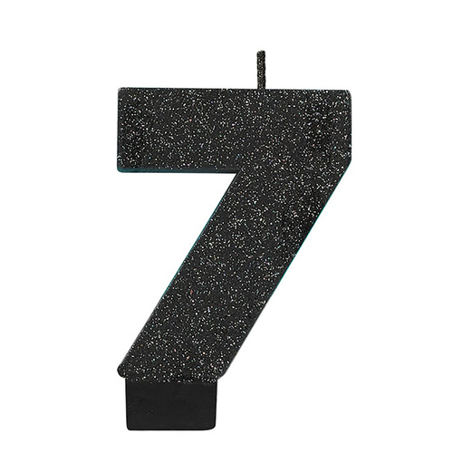 Candle Number Glitter Black #7