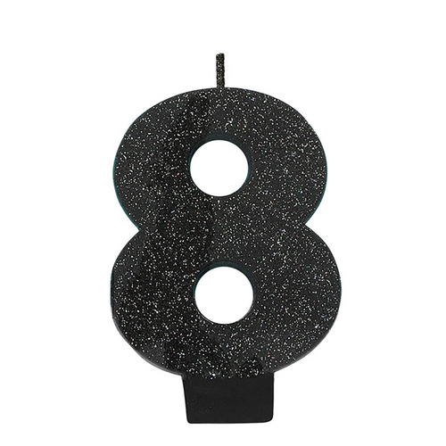 Candle Number Glitter Black #8