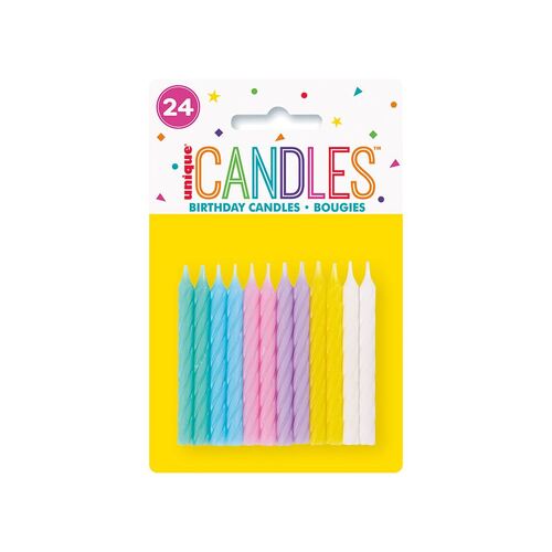 Spiral Candles Assorted 24 Pack