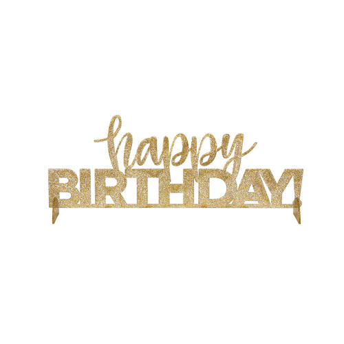 Gold Fleck Plastic Happy Birthday Centrepiece 37.5cm