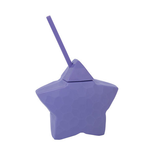 Purple Star Shaped Reusable Cup With Straw 590ml  