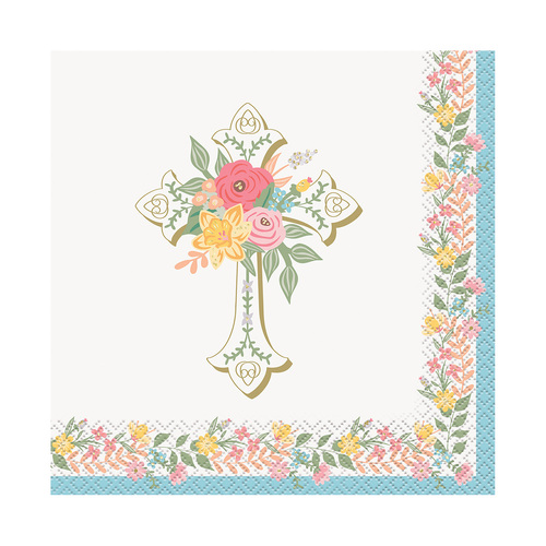 Traditional Easter Foil Stamped Luncheon Napkins 2ply 33cm X 33cm 16 Pack