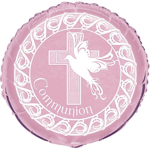 45cm Dove Cross Pink Communion  Foil Balloon Packaged