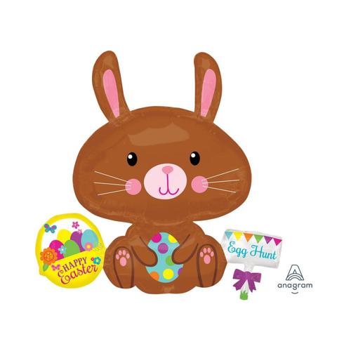 SuperShape XL Happy Easter Bunny with Spotted Egg Foil Balloon