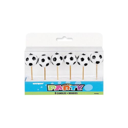 Soccer Ball Pick Candles 6 Pack
