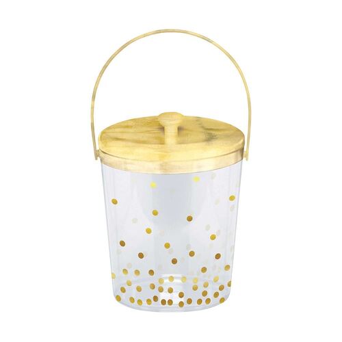 Ice Bucket Gold Hot Stamped Dots on Clear Plastic