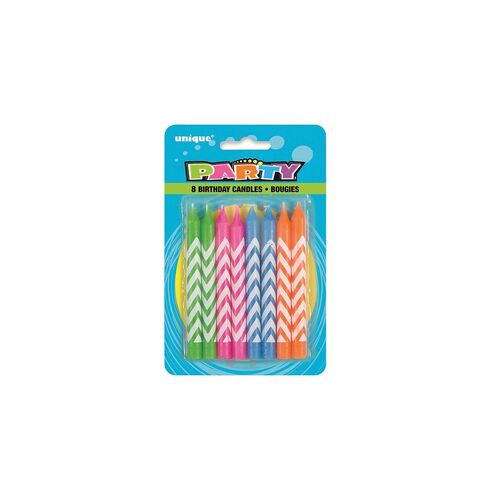 8 Chevron Candles - Assorted Colours