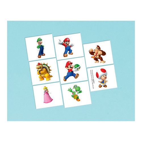 Super Mario Brothers Tattoos 8 Pack