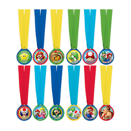 Super Mario Brothers Mini Award Medals 12 Pack