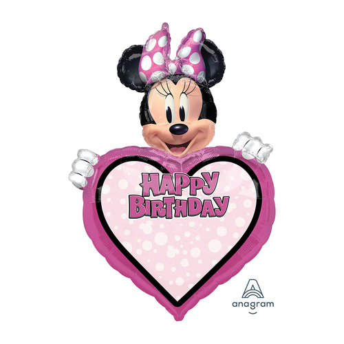 SuperShape Personalized XL Minnie Mouse Forever Happy Birthday Foil Balloon