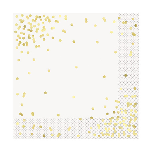 Mini Gold Confetti Dots Foil Stamped Luncheon Napkins 2ply 33cm x 33cm 16 Pack