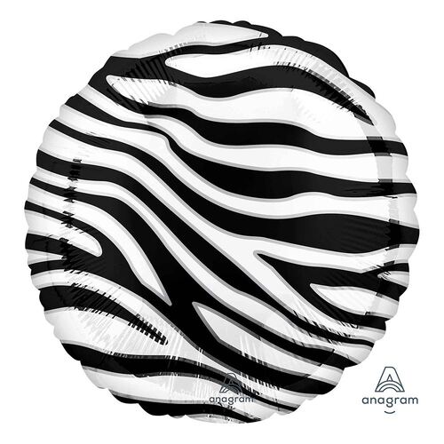 45cm Standard HX Zebra Print Animalz Foil Balloon