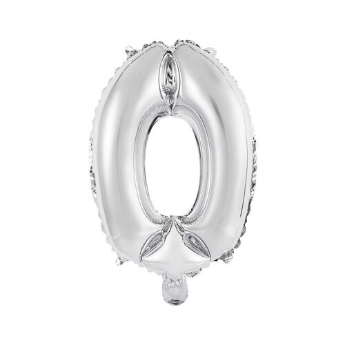 35cm Silver 0 Number Foil Balloon 
