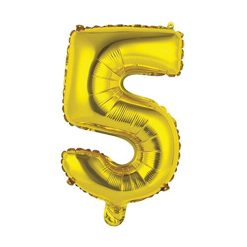 35cmGold 5 Number Foil Balloon 