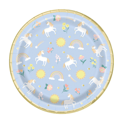 Dainty Unicorn Foil Stamped Paper Plates 23cm 8 Pack