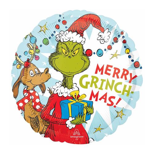 45cm Standard HX Dr. Seuss The Grinch Merry Grinch-Mas  Foil Balloon