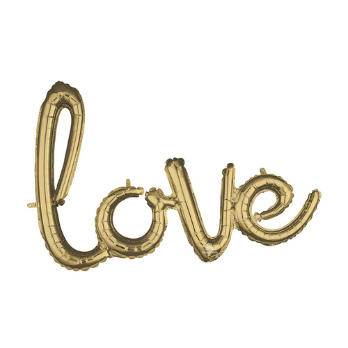 Script Phrase love White Gold Silver Foil Balloon