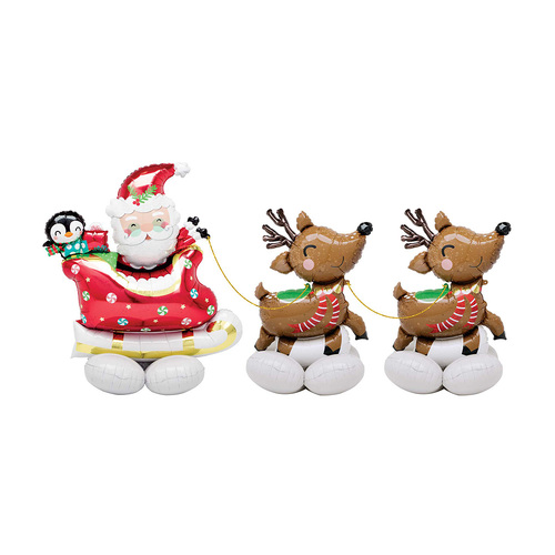 AirLoonz Decor Kit Santa and Reindeers Foil Balloon