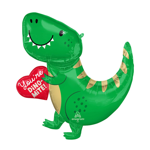 SuperShape XL You're Dino-Mite Dinosaur & Heart Foil Balloon