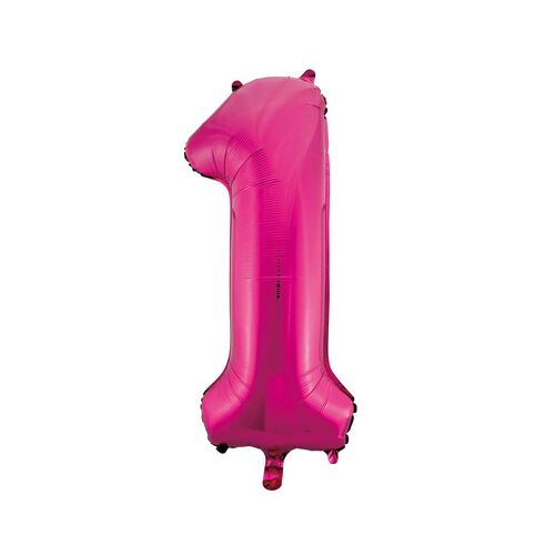 86cm Hot Pink 1 Number Foil Balloon