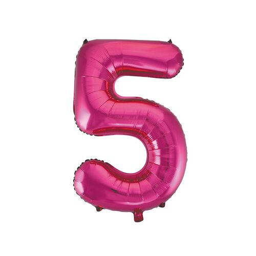 86cm Hot Pink 5 Number Foil Balloon