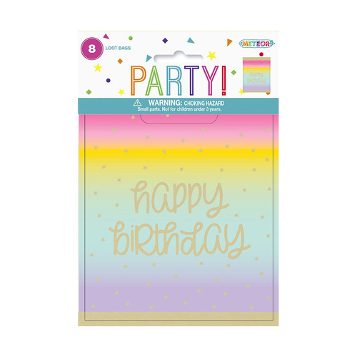 Rainbow Star Happy Birthday Loot Bags 8 Pack