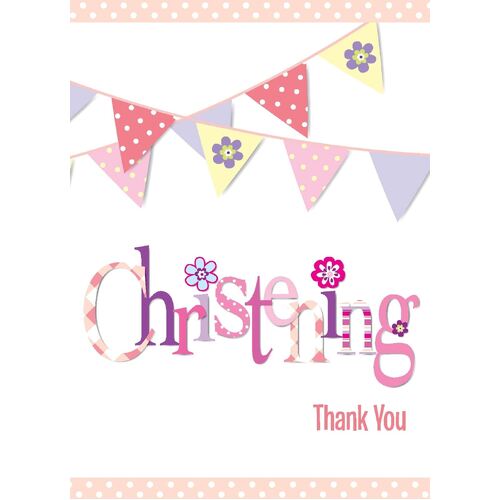 Christening PinkThank You Notes 8 Pack