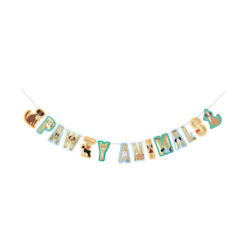 "Pawty Animals" Foil Stamped Letter Banner 2.74m