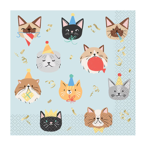 Pawty Animal Foil Stamped Luncheon Napkins 2ply 33cm x 33cm 16 Pack