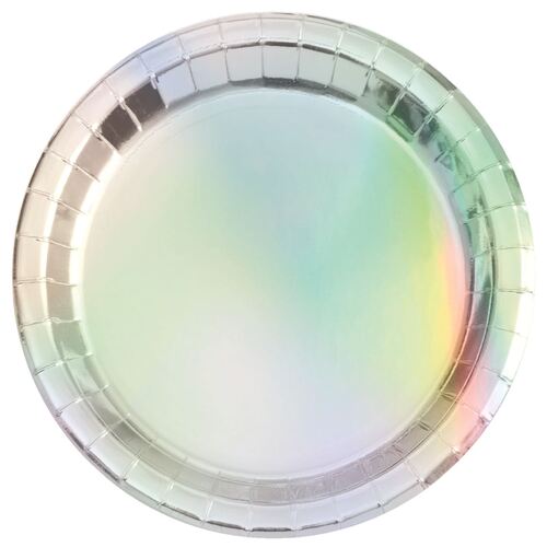 Iridescent Foil Round Paper Plates 22cm 8 Pack