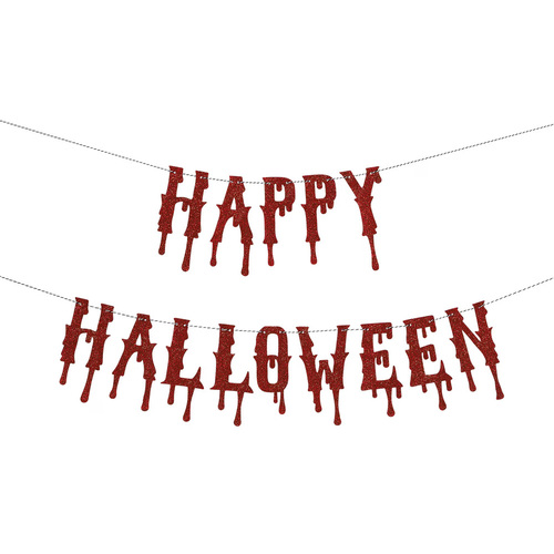 Happy Halloween Red Glitter 2 Piece Jointed Banner 3m