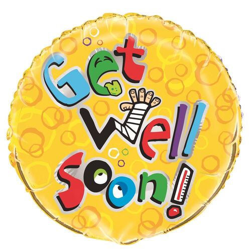 Get Well Soon Humor 45cm (18) Foil Balloon Packaged