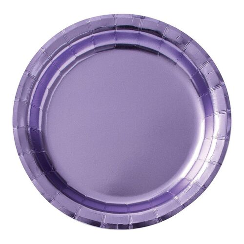 Metallic Lavender Round Plates 17cm 8 Pack