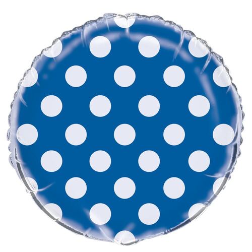 Dots Royal Blue 45cm  Foil Balloons - Packaged